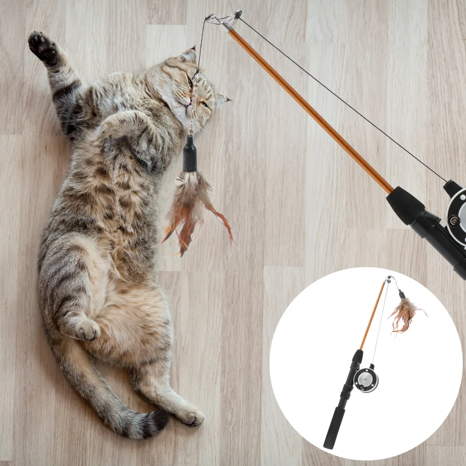 Retractable Cat Wand Toy Cat Teaser Toy Interactive Cat Toy Cat Teaser Stick Toy