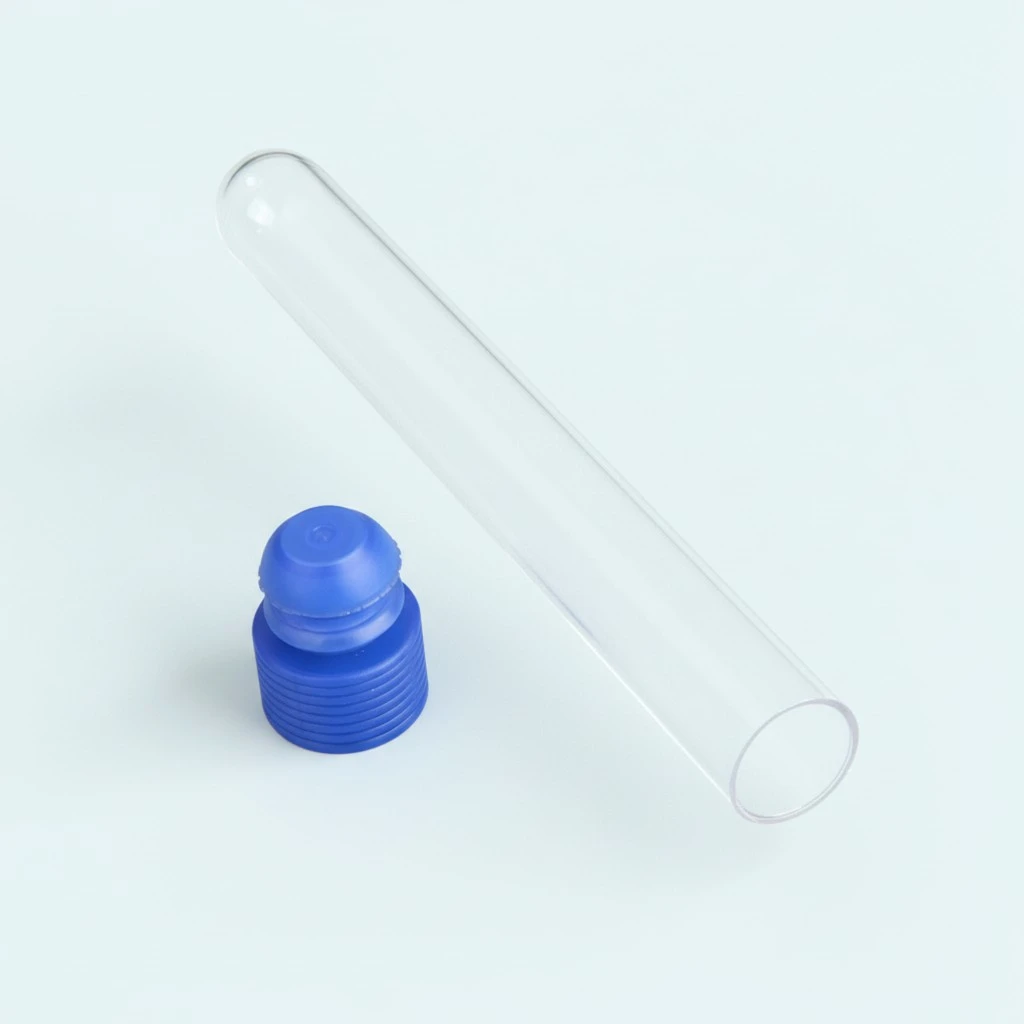 20pcs 100*15mm Non-Graduated Plastic Test Tubes with Screw (Blue)