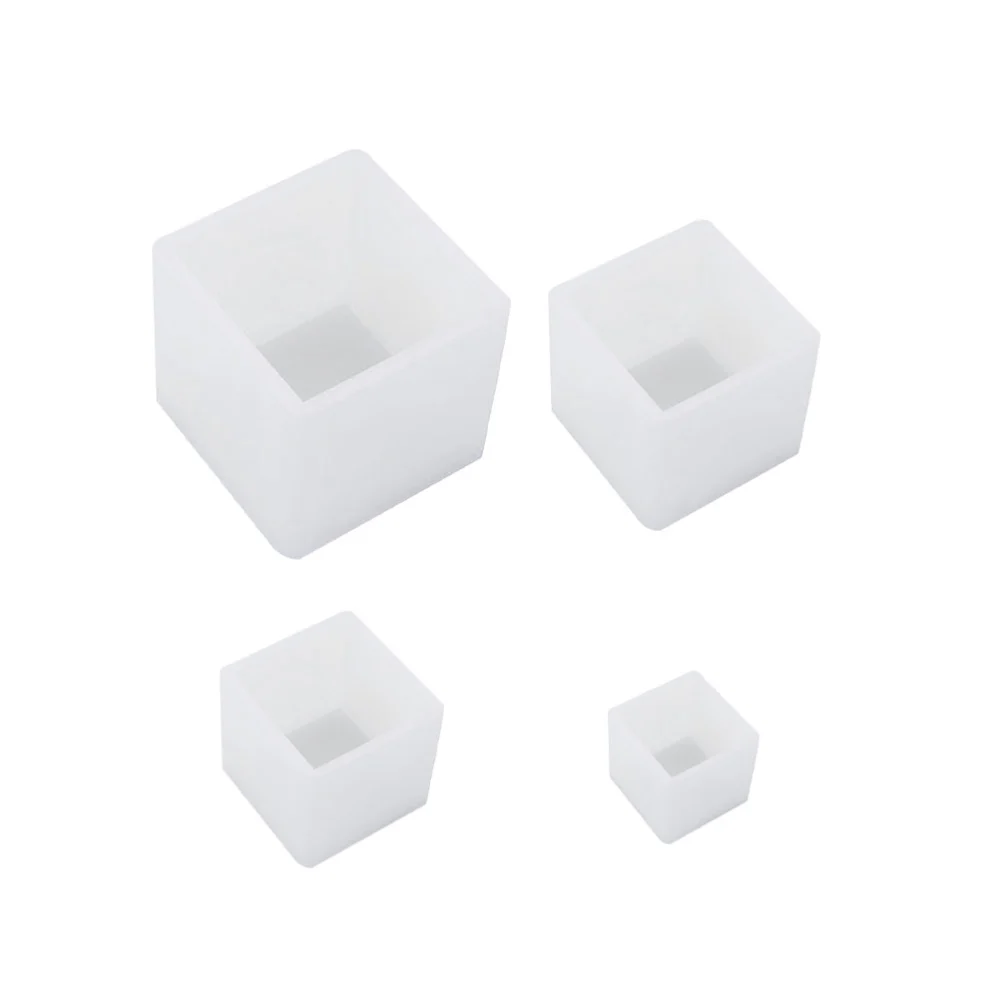 4 Pcs Epoxy Silicone Mould Cube Shape Silicone Pendant Making Model for Home DIY Resin Craft (2cm, 2.5cm, 3.5cm, 5cm Style, White)