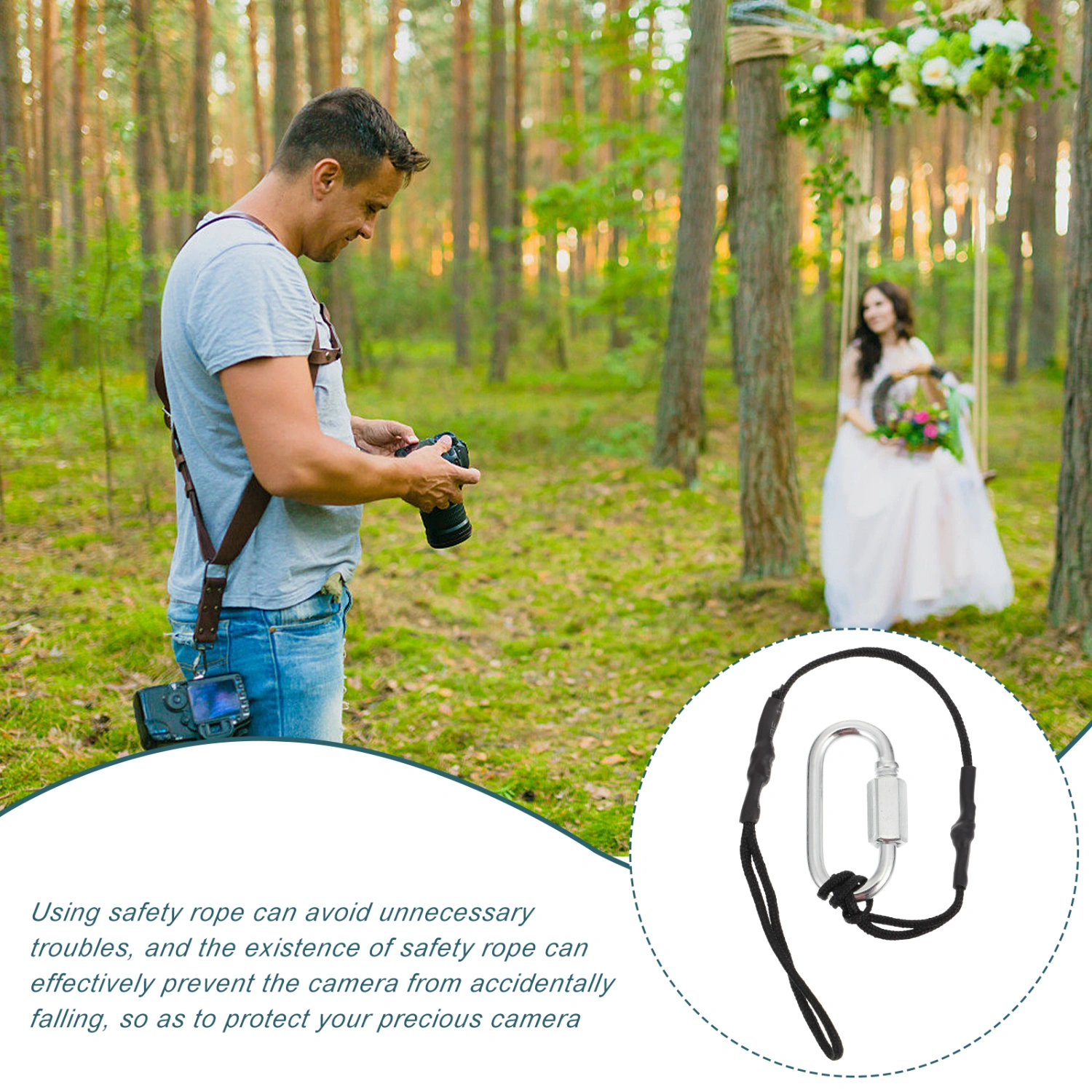 4PCS Camera Safety Tether Strap SLR Wrist Strap Neck Strap Holder Accessory
