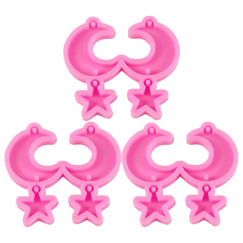 6Pcs Earrings Molds Star Moon Earrings Mould DIY Crystal Epoxy Mold Gift