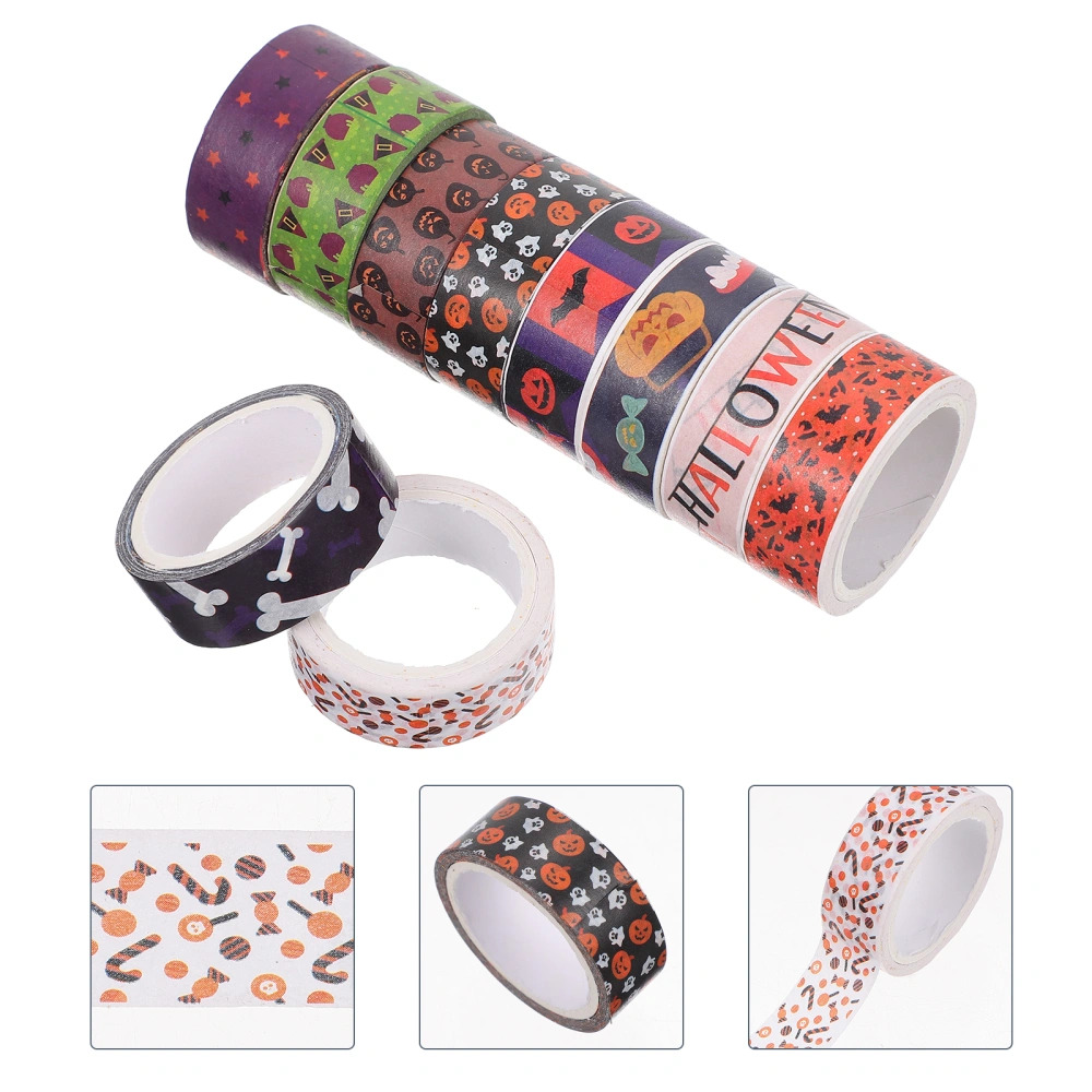 10 rolls of Halloween Themed Tapes Journaling Tapes Decorative Sticker (Mixed Style)