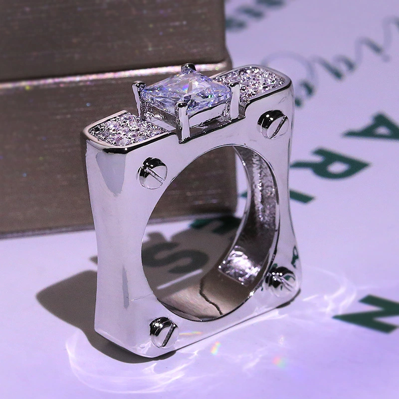 Full Diamond Zircon Wide Version Big Ring