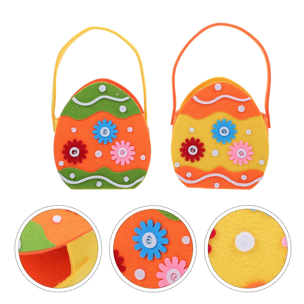 2Pcs Cartoon Easter Egg Storage Pouches Portable Easter Candy Bags Gift Bags