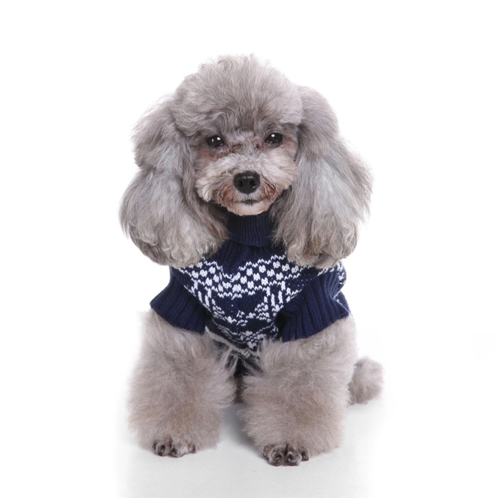 Christmas Turtleneck Knitted Sweater Durable Pet High Collar Sweater Puppy Cloth Warm Pet Costume Pet Cosplay Clothes (Blue, L)