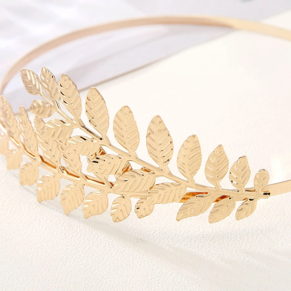 3pcs Baroque Bridal Headband Shiny Leaves Headdress Alloy Hair Bands Delicate Hair Hoops Party Favors for Woman Lady (Gold, Rose Gold and Silver, 1pc for Each Color)