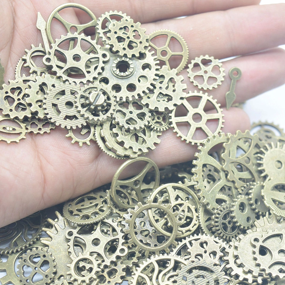 1 Pack Clock Gear Design Decorations Alloy Ornaments DIY Jewelry Making Supplies for Necklace Bracelet Random Pattern