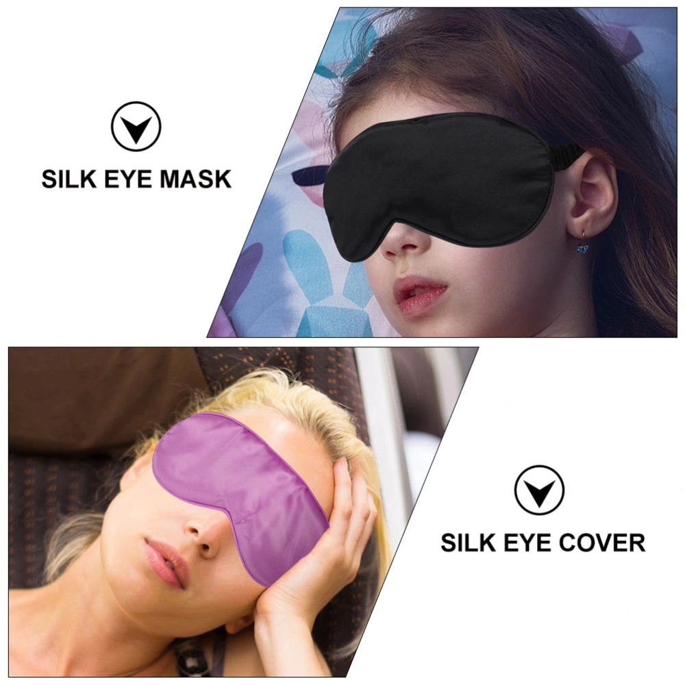 3Pcs Silk Satin Sleeping Eye Mask Elastic Strap Double Side Silk Blindfolds