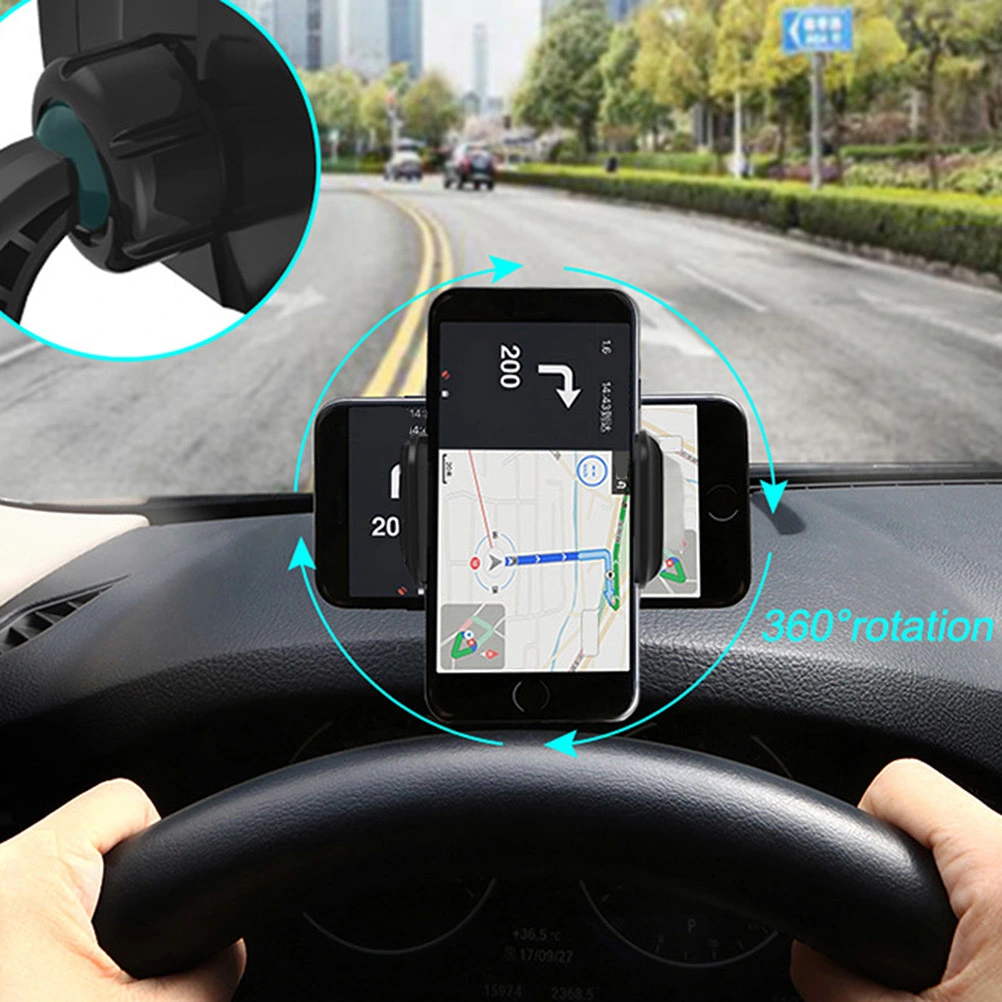 Antiskid Car Phone Holder Dashboard Mount Clip Clamp Adjustable Phone Stand Bracket for iPhone Xiaomi Huawe Car (Black)