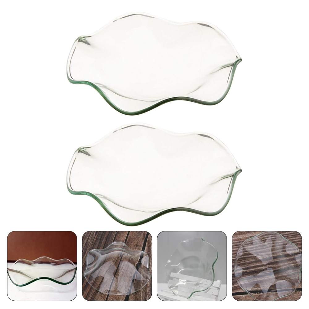 2Pcs Transparent Glass Dishes Essential Oil Saucers Essential Oil Plates