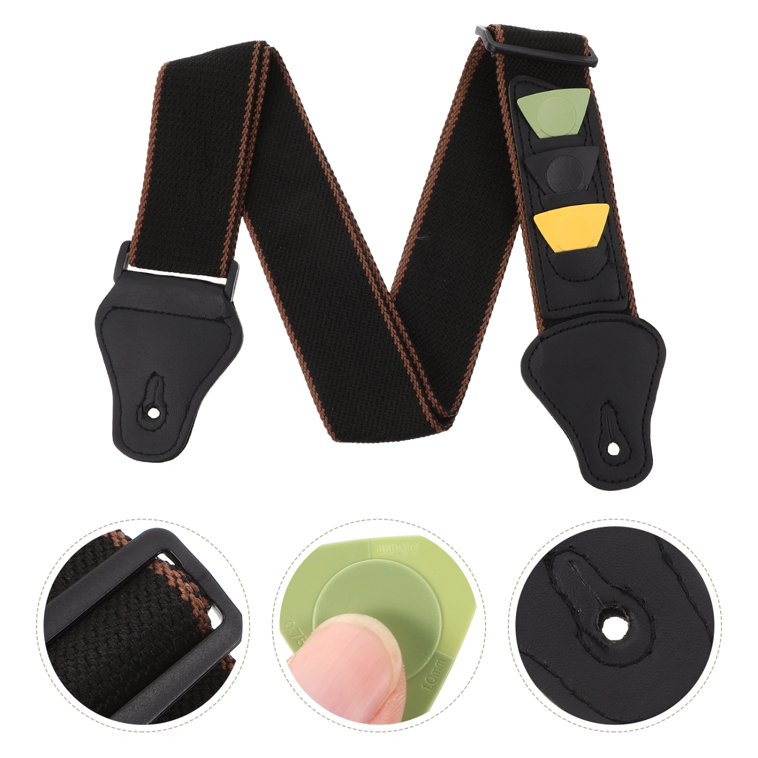 1 Set of Pure Cotton Guitar Strap with Guitar Picks Guitar Belt Guitar Strap