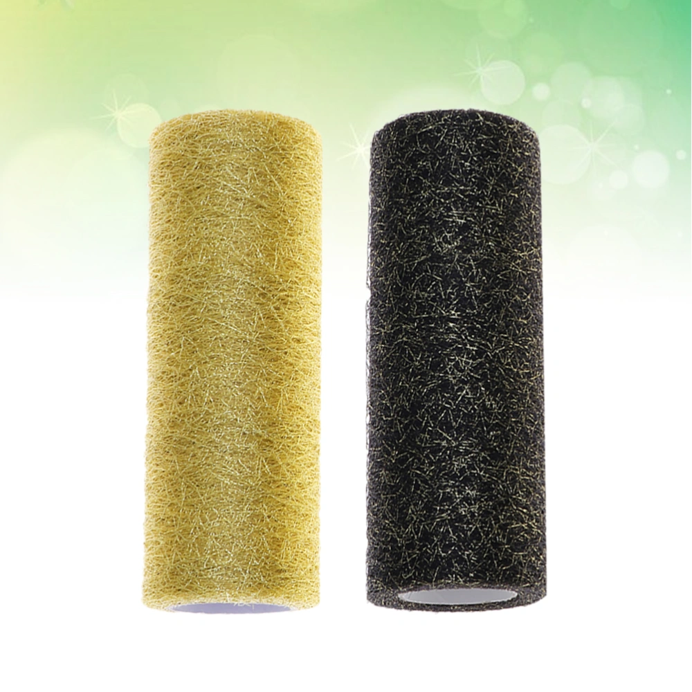 2pcs 15cm 10 Yards Yarn Tulle Netting Rolls Organza Fabric for Wedding Decoration Bow Tutu Skirt DIY Craft Sewing Gift Wrapping Clothes Black Golden and Yellow Gold