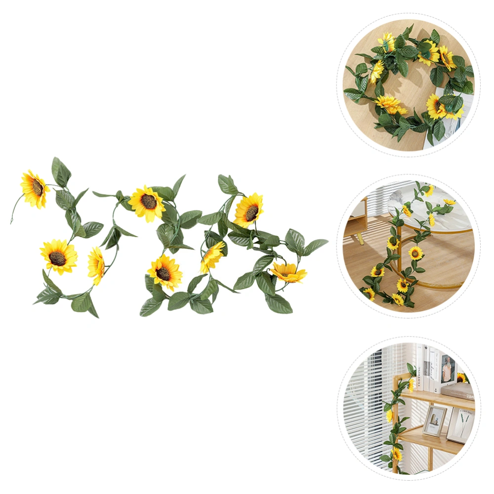 1pc Sunflower Hanging Rattan Lifelike Ornament Artificial Sunflower Vine Decor