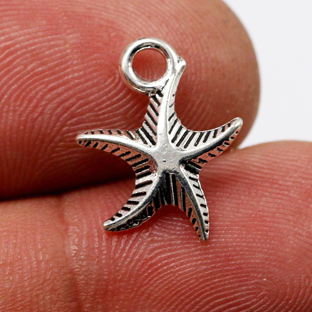 100pcs Sea Star Pendants DIY Alloy Charms Jewelry Making Accessory for Necklace Earrings (Antique Silver)