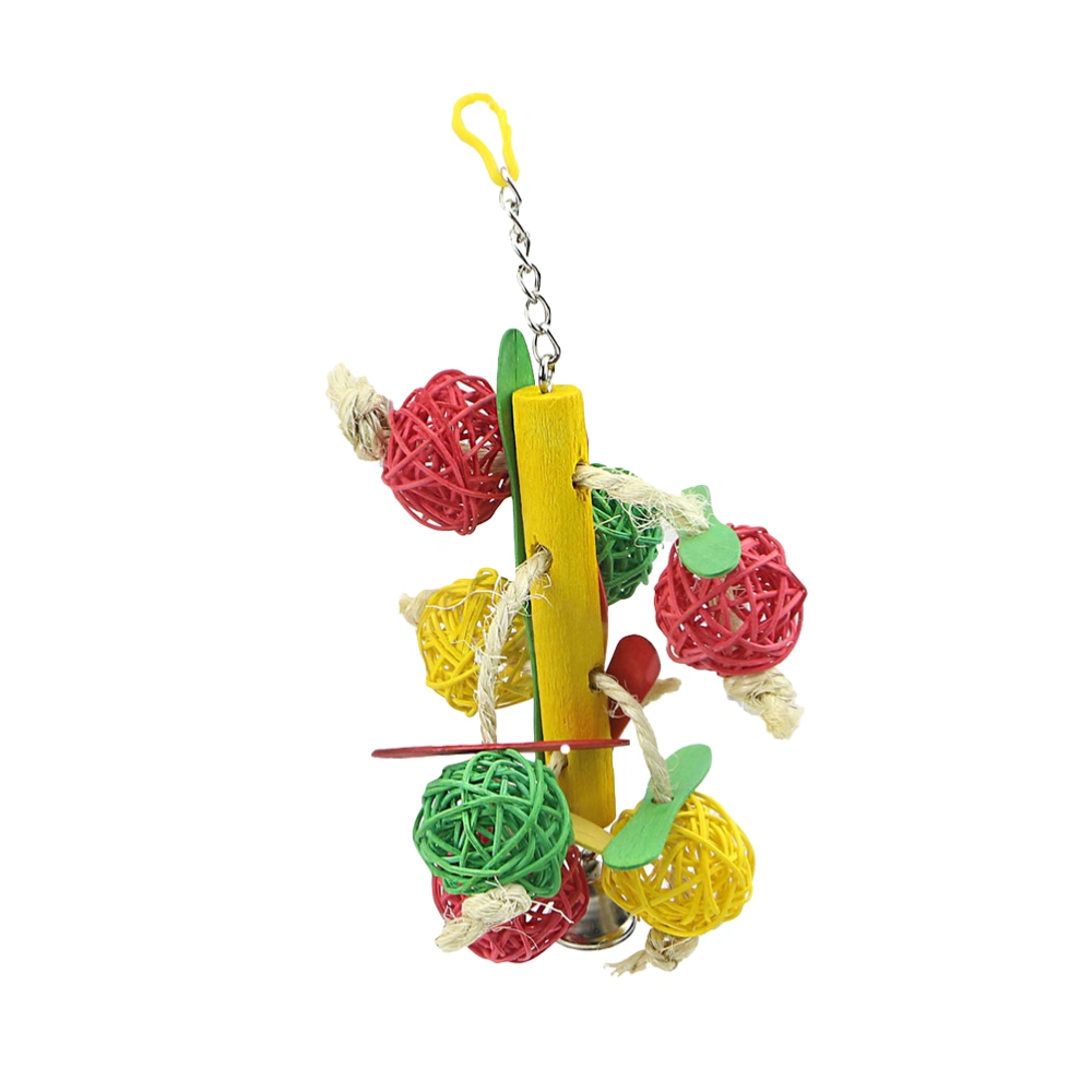 Colorful Parrot Chewing Wooden Log Balls Bird Toy Cage Accessories Flexible Bite String Wooden Pendant for Parrots