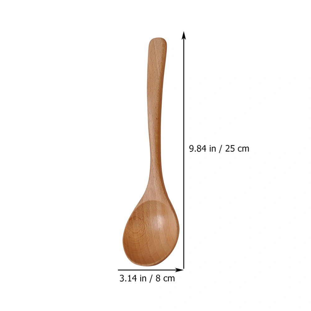 3Pcs Durable Wooden Spoons Long Handle Soup Spoons Porridge Spoons for Home