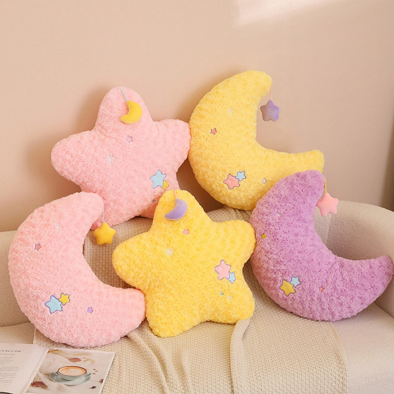 Star Pattern Pillow For Girls Sleeping Moon Plush Toy