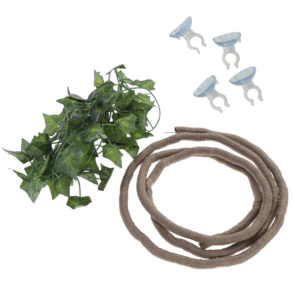 Jungle Vines Artificial Ivy Leaf Pet Habitat Decor with Suckers and Ivy Leaf for Lizard Frogs Snakes and More Reptiles(Green)