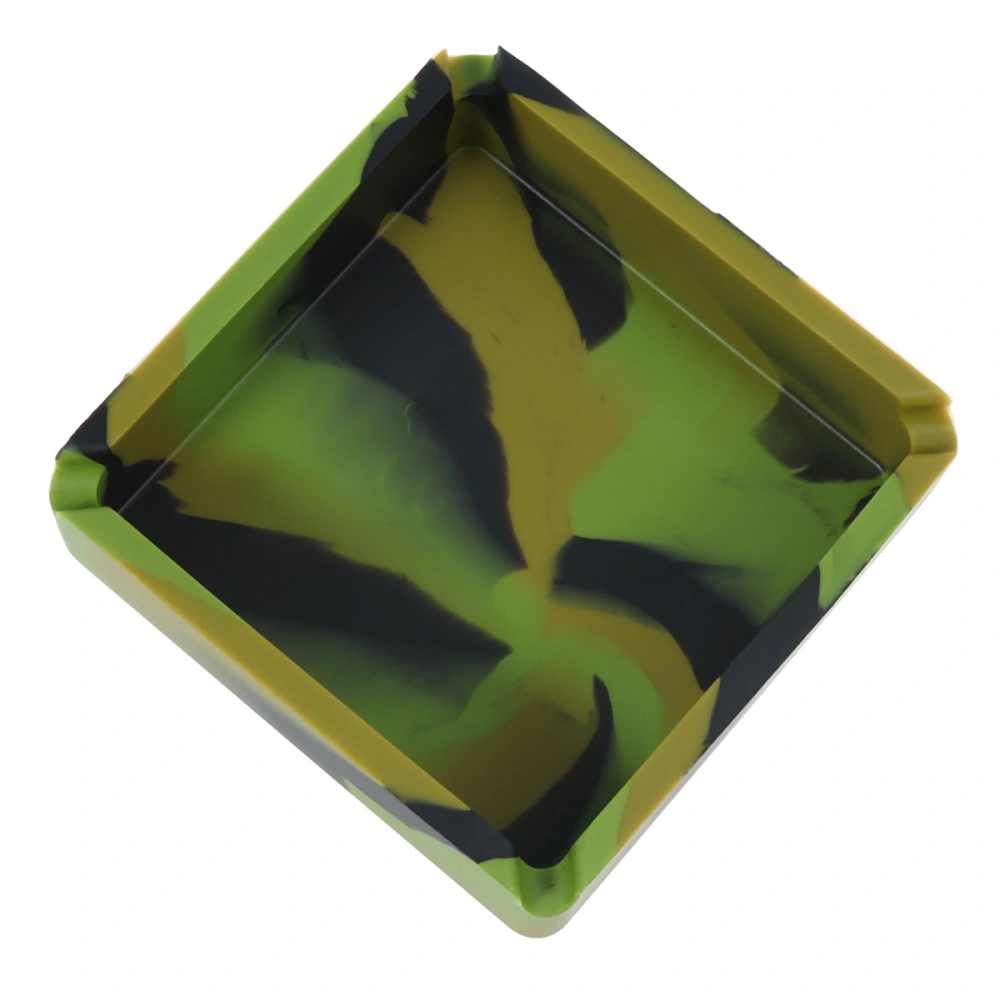 Square Silicone Ashtray Unbreakable Heat Resistant Cigar Ashtray Camouflage Ash Holder (Army Green with Black)