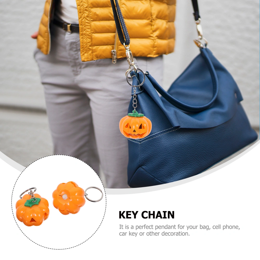 4pcs Pumpkin Keychain Glowing Keychain Key  Bag Pendant Halloween Party Favors