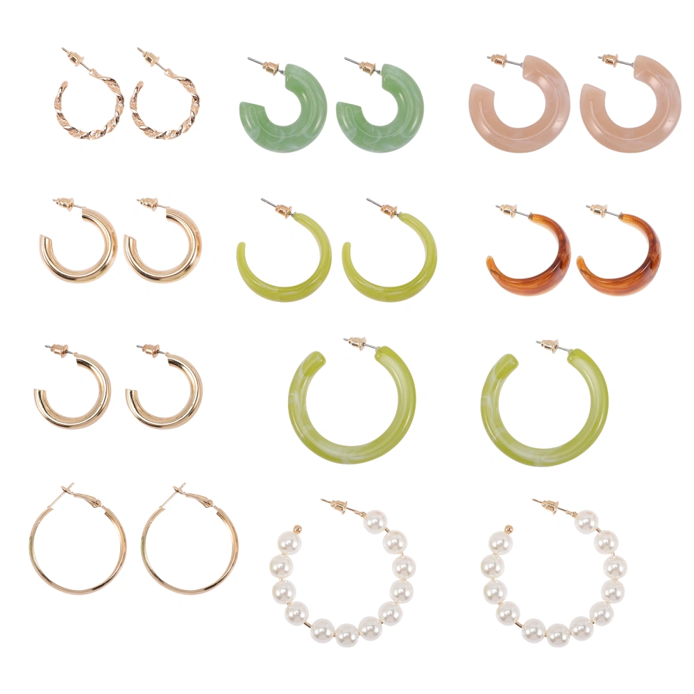 10 Pairs Pearl Metal Hoops Earrings Dangle Earrings for Women Metal Earrings Jewelry