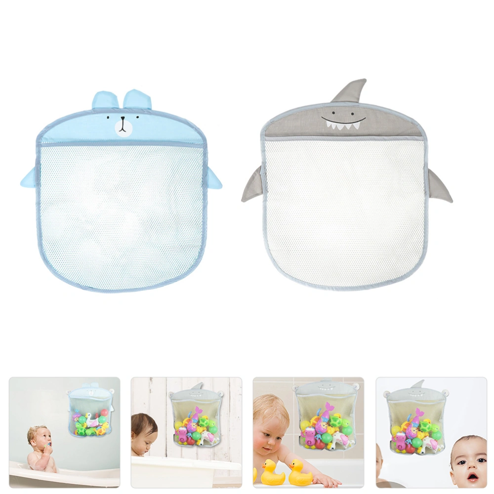 2Pcs Bath Toy Organizer Mesh Storage Bag Sucker Hanging Storage Bag for Home