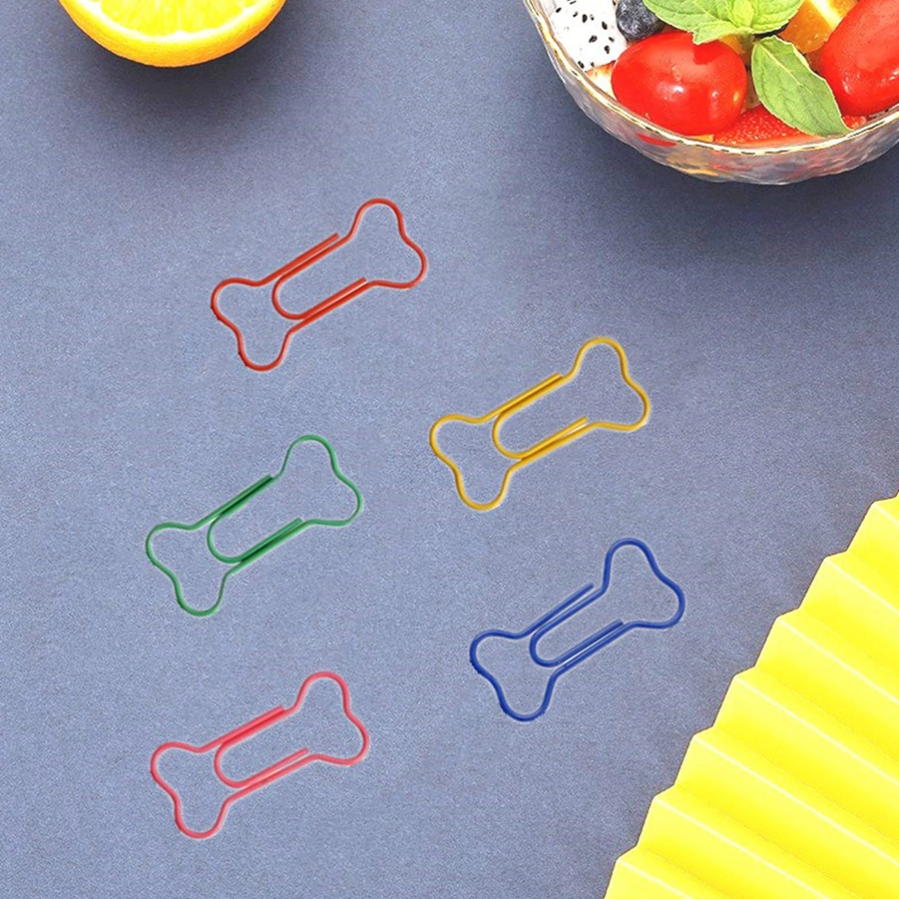 1 Set 60Pcs Boxed Bone Shape Paper Clips Creative Office Clips (Colorful)