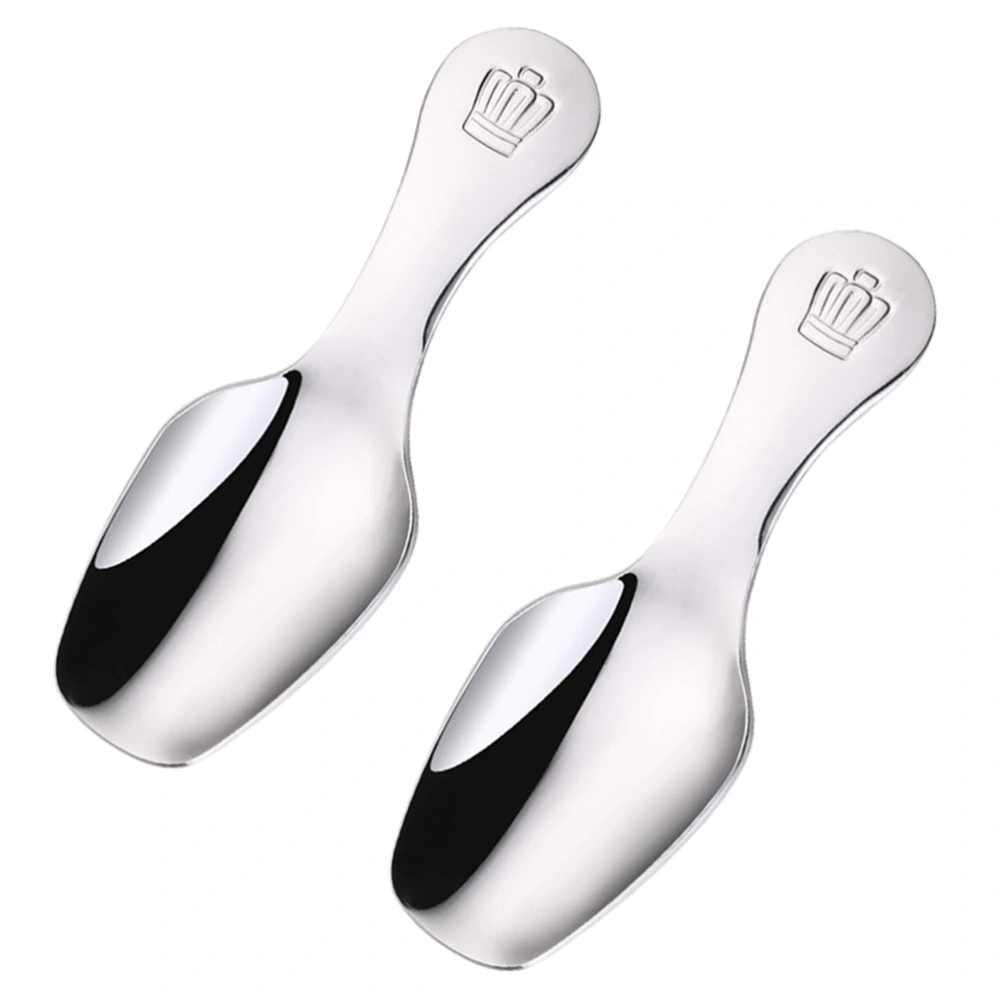 2pcs Stainless Steel Tea Coffee Scoop Short Handle Dessert Spoon Kitchen Tools