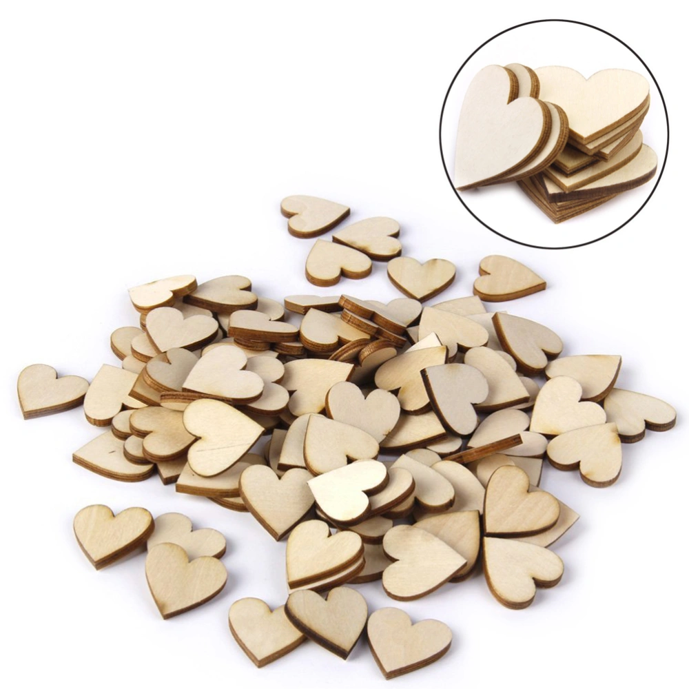 50pcs 40mm Blank Heart Wood Slices Discs for DIY Crafts Embellishments (Wood Color)