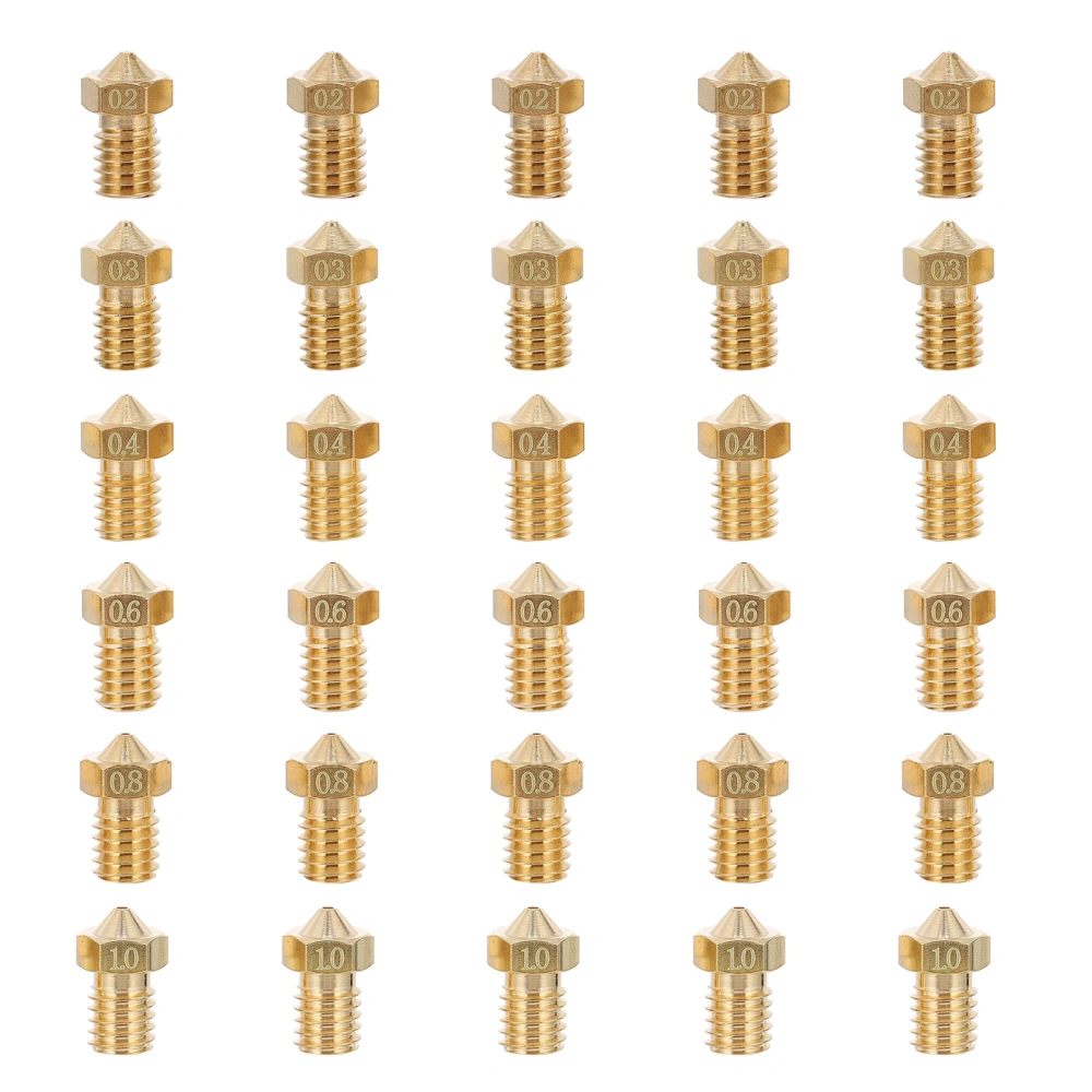 30pcs 3D Printer Nozzles Brass Thread Printer Nozzle Head Practical Printer Part