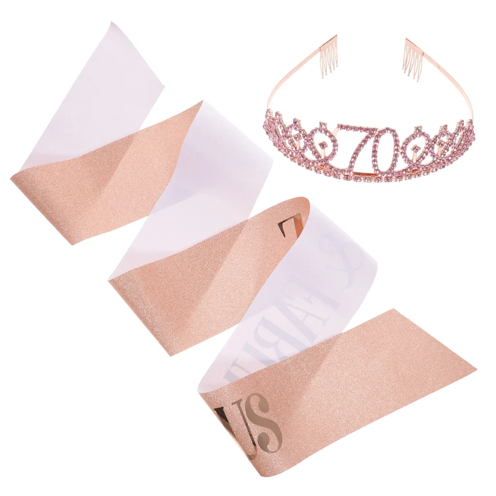 1 Set Birthday Sash Tiara Set Decorative Etiquette Birthday Photography Props