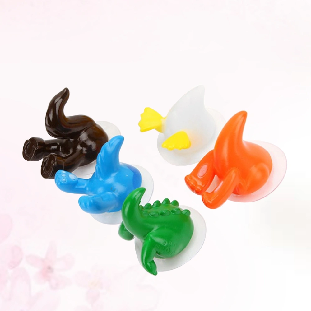 5pcs Cartoon Animals Tail Sucker Hooks Traceless Hanging Wall Hooks Hangers for Home Kitchen Bathroom (Random Color)