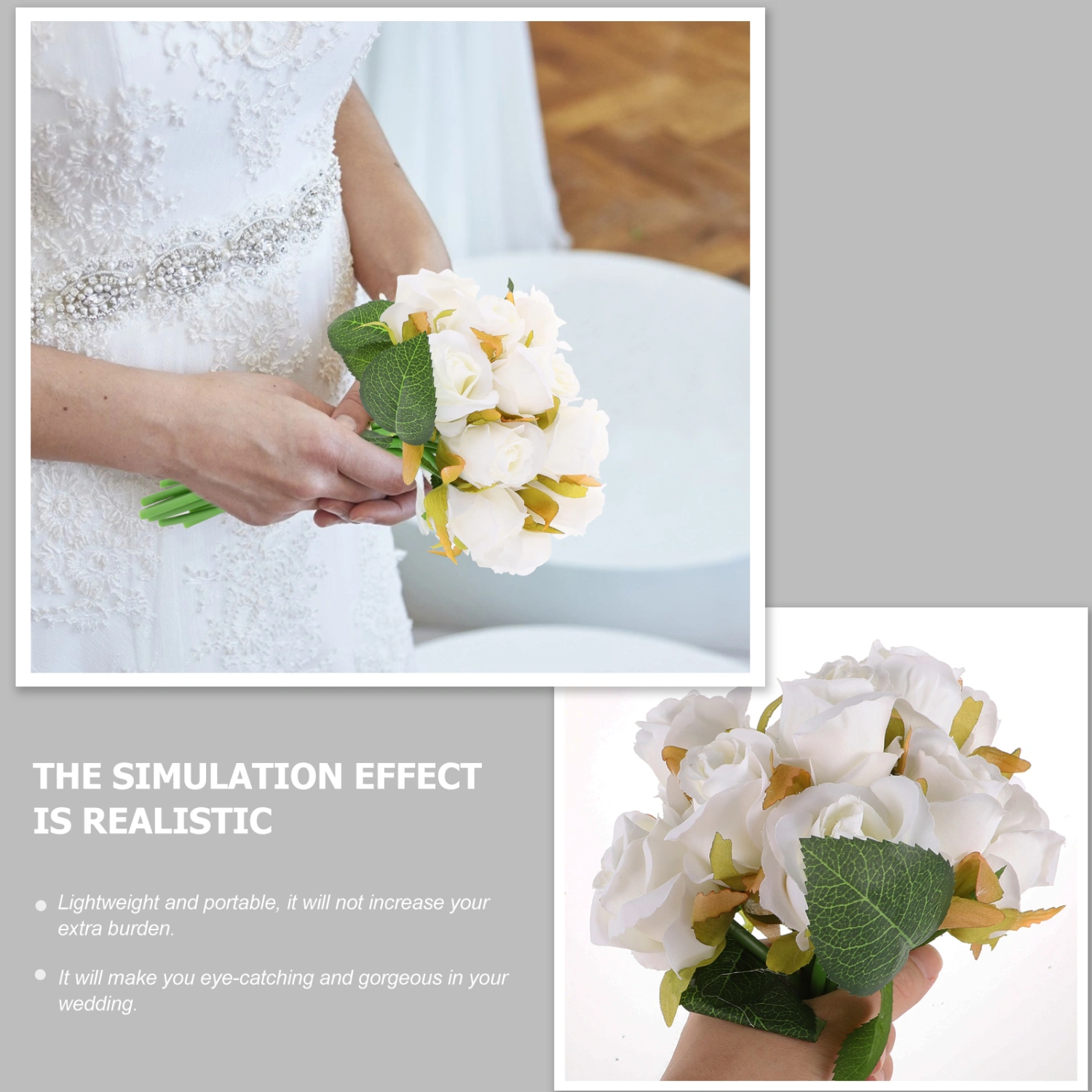 Simulation Rose Bridal Bouquet Beautiful Bride Holding Flower Wedding Decor