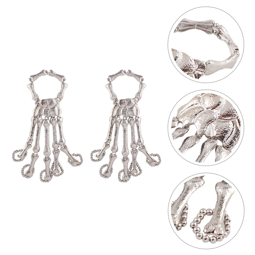 2pcs Halloween Jewelry Accessories Women Bangle Decor Alloy Skeleton Bracelet