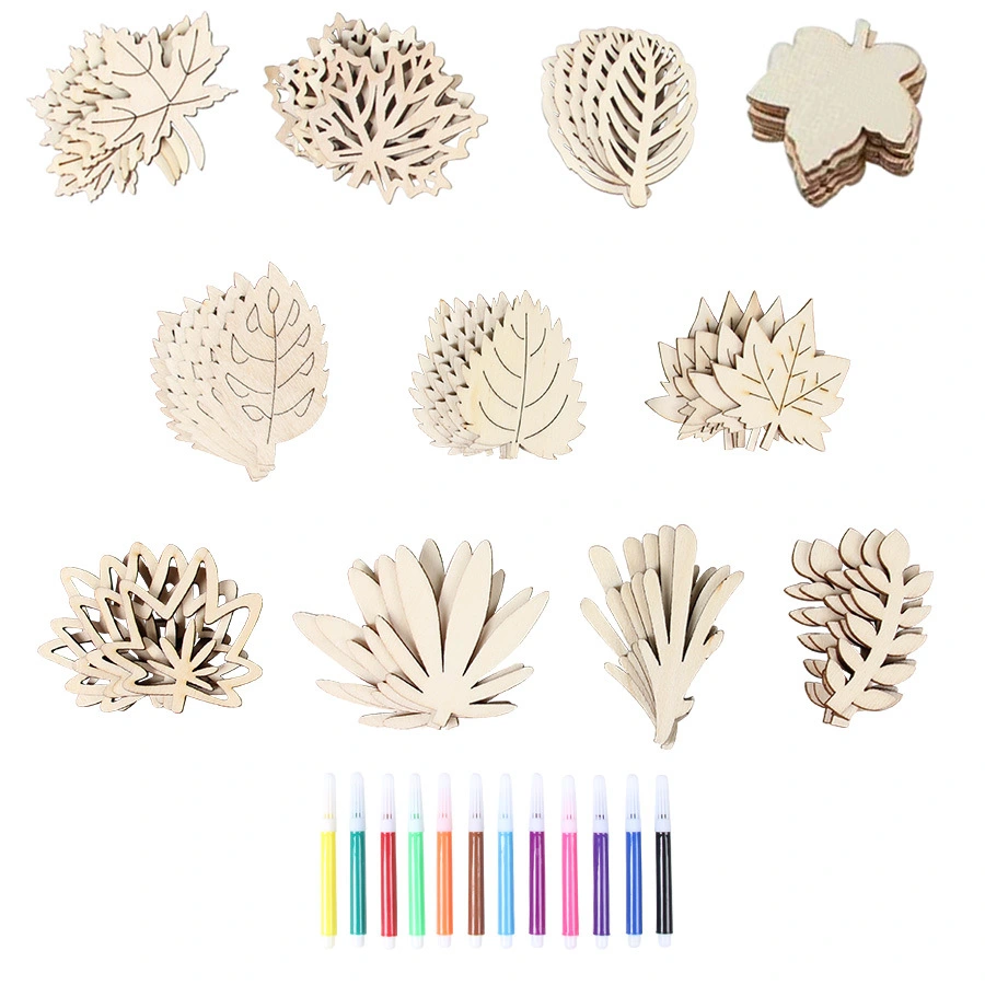 1 Set of Hanging Wooden Leaves Tags Wood Leaves Pendant Blank Wooden Leaves Embellishments