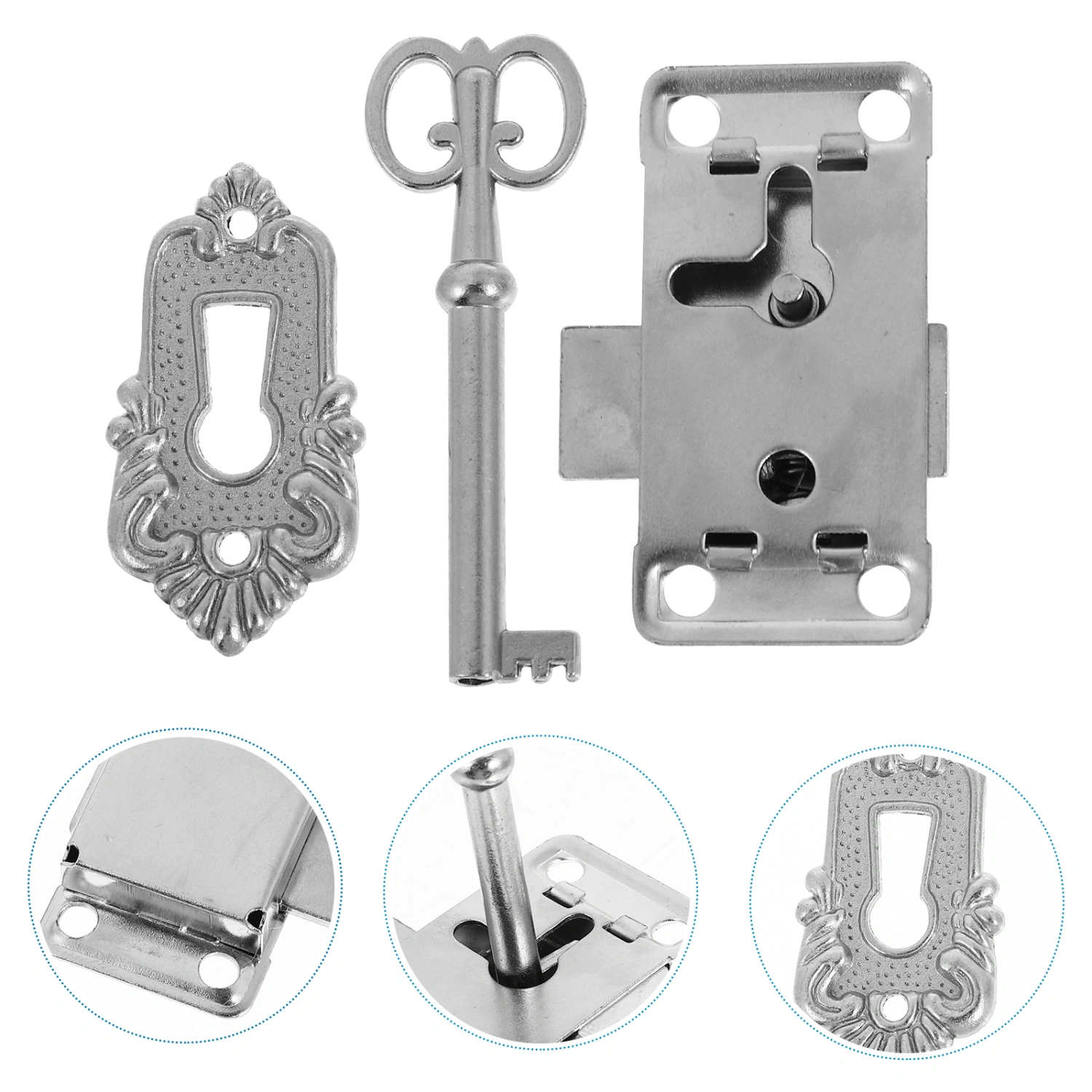 2 Sets Vintage Cabinet Locks Antique Jewelry Box Latches Decorative Locks