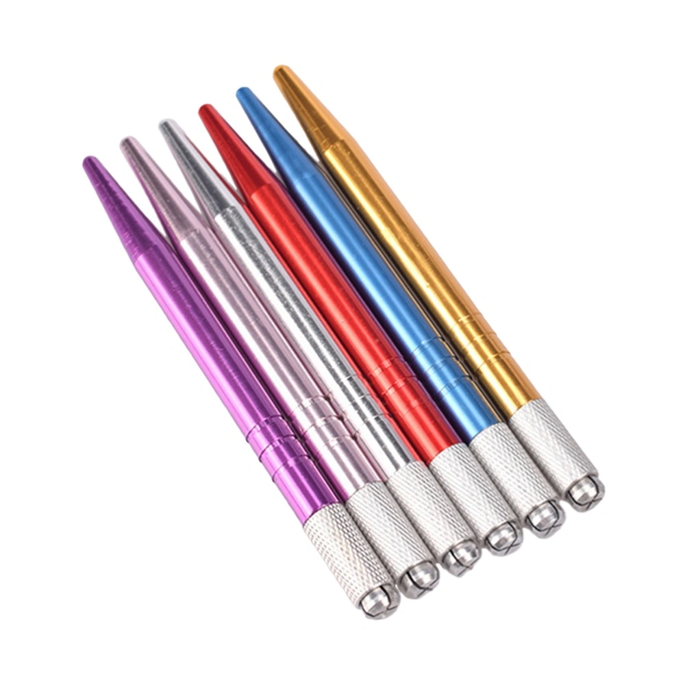 6pcs Manual Eyebrow Microblading Pen Machine for Permanent Makeup Supplies (Red + Blue + Gold + Silver + Pink + Purple)