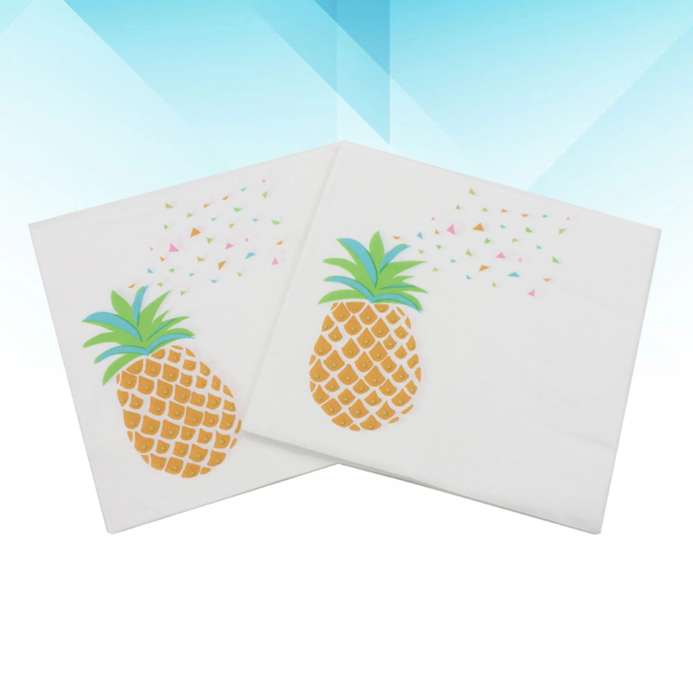 20 Sheets 33x33cm Pineapple Printing Napkin Disposable Paper Napkins Party Supplies for Party Banquet Daily Use