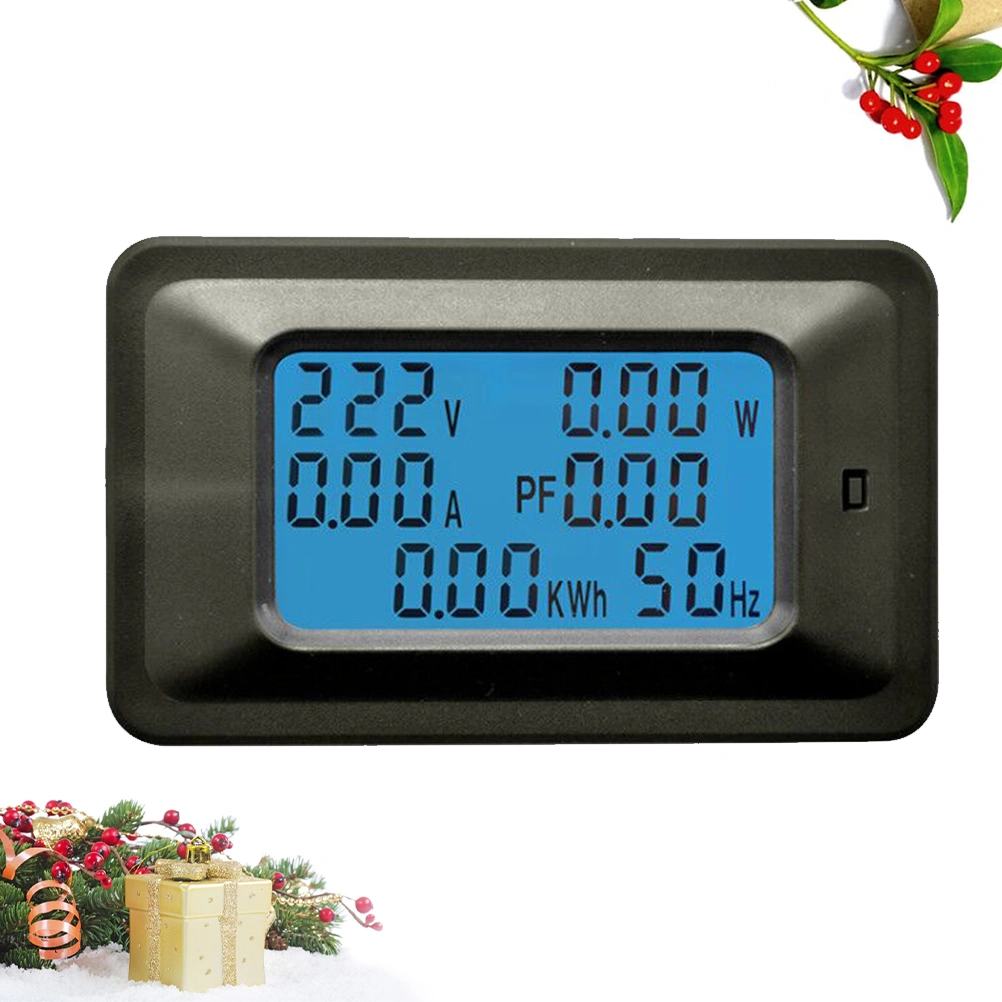 100A 110-250V Household Energy Meter Multipurpose Digital Display Power Factor Voltage Current Power Meter with Mutual Inductor (Black)