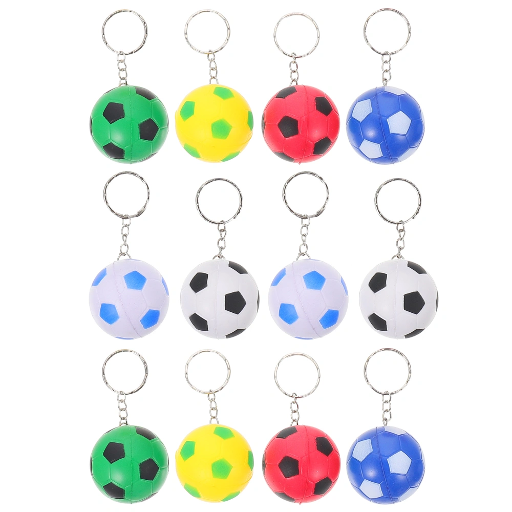 12Pcs Exquisite Soccer Keychains Multi-function Keychains Decorative Bag Pendants (Mixed Color)