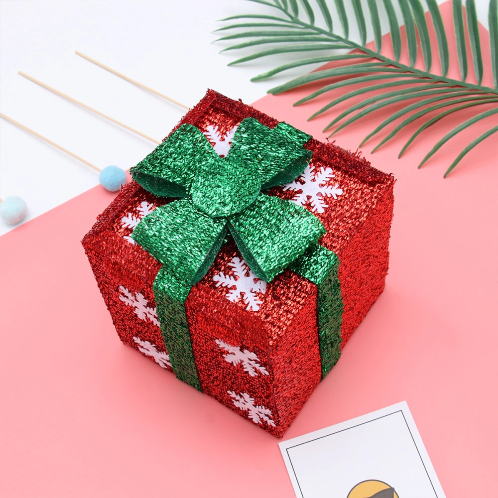 Decorative Gift Box Christmas Tree Ornament Showcase Present Box Decoration for Mall Shop Home Red