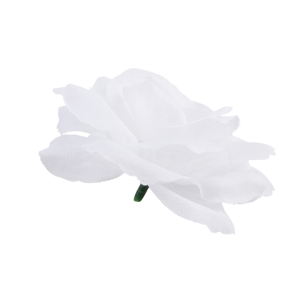 50pcs White Simulate Flowers Artificial Rose Valentines Day Lifelike Rose Gift for Wedding Party Festival Home Layout Decor