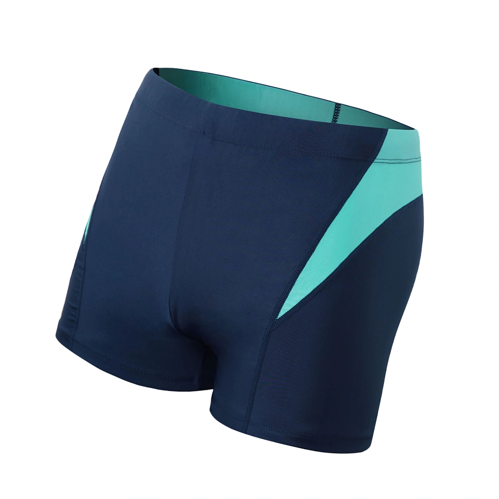 Outdoor Men Swimwear Beach Swimming Trunks Elastic Boardshort One Piece Swimsuit Swimming Supplies (Deep Blue Sea Blue, L)