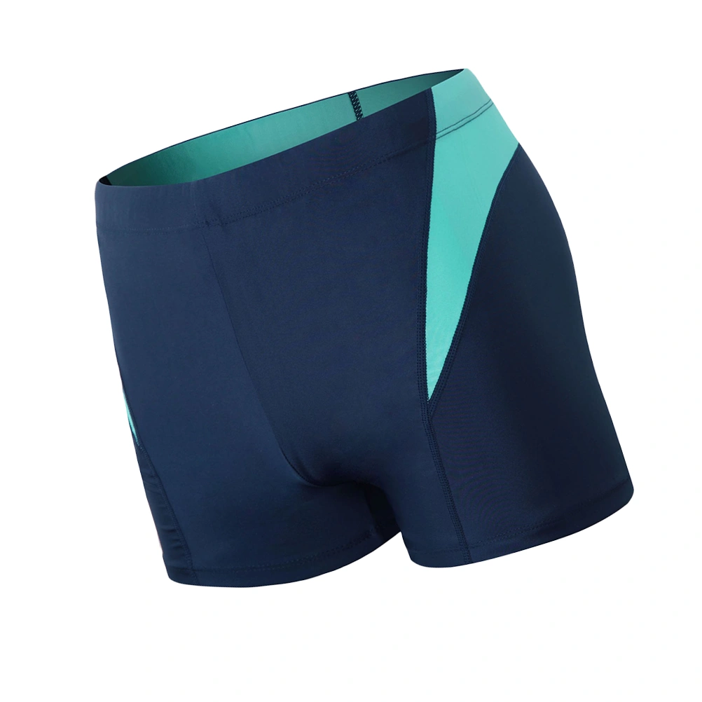 Outdoor Men Swimwear Beach Swimming Trunks Elastic Boardshort One Piece Swimsuit Swimming Supplies (Deep Blue Sea Blue, L)