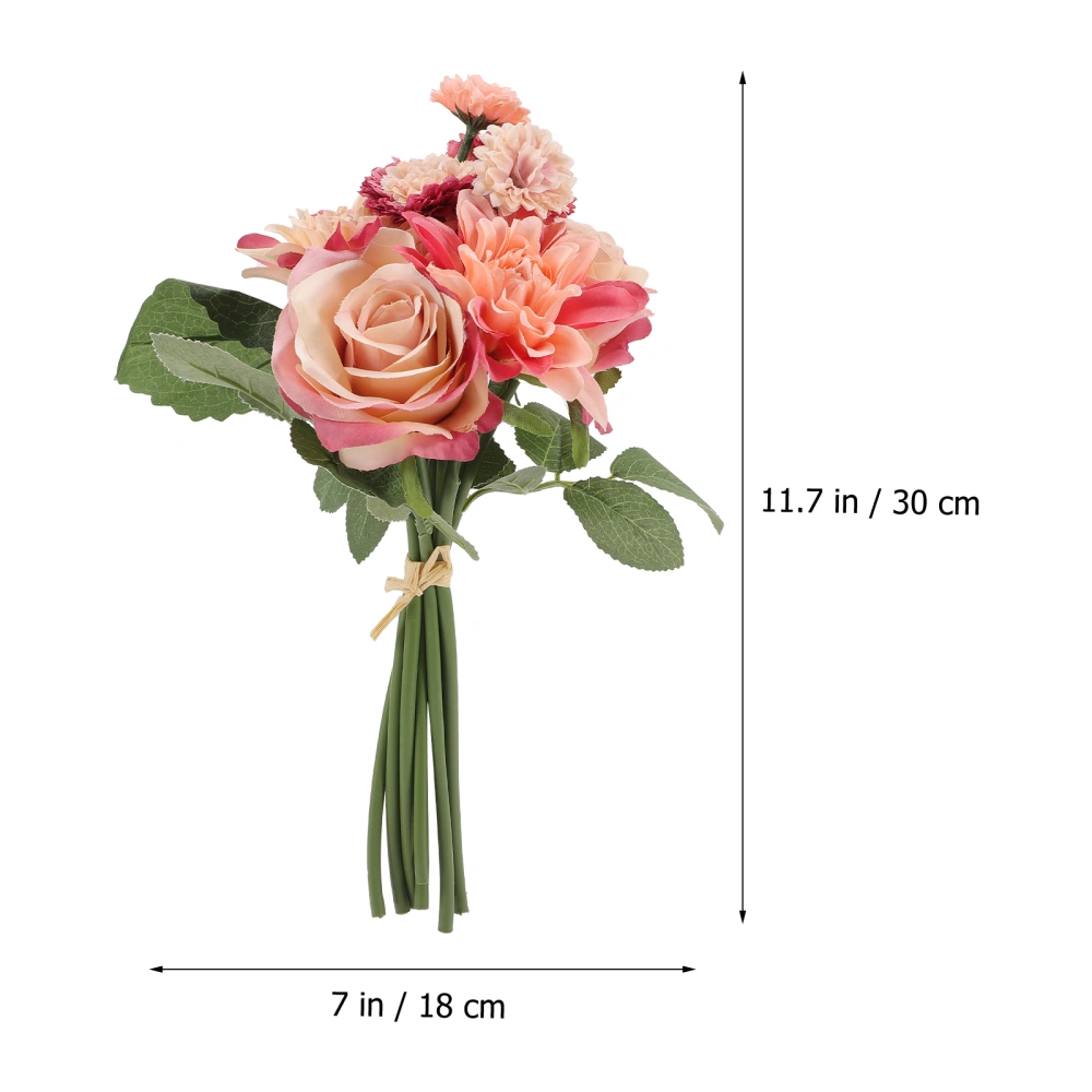 1 Bunch Fake Flower Bouquet Rose Arrangements Plastic Flower for Dining Table Decor