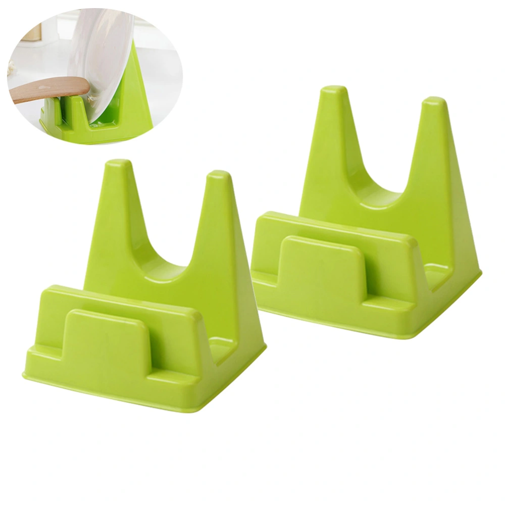 2pcs Multifunction Plastic Pan Cover Rack Holder Cooking Tool Organizer Kitchen Storage Shelf (Green)