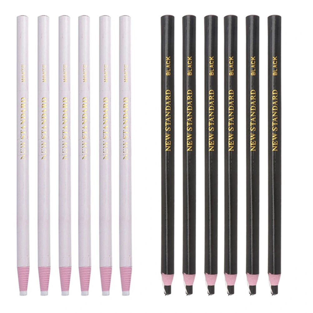 12Pcs Roll Paper Point Pens Thread Machine Sewing Pens Multi-purpose Crayons (Black White)