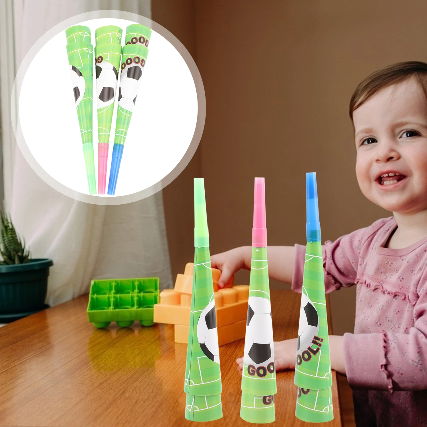 9 Pcs Kids Birthday Trumpet Toys Sports Meeting Cheering Trumpets Paper Trumpets