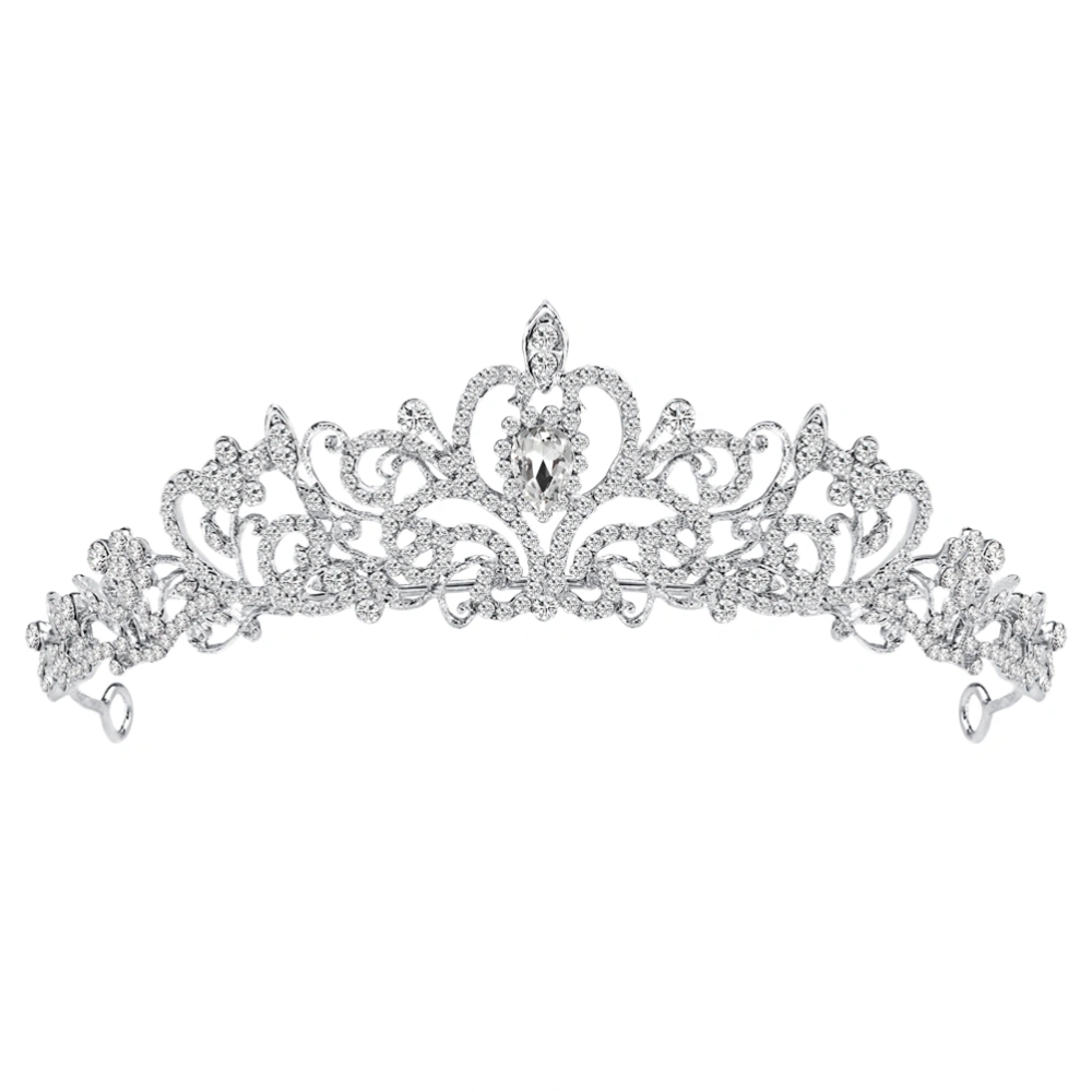 Queen Crown Baroque Vintage Rhinestone Headband Wedding Crown and Tiara Flower Bridal (Silver)