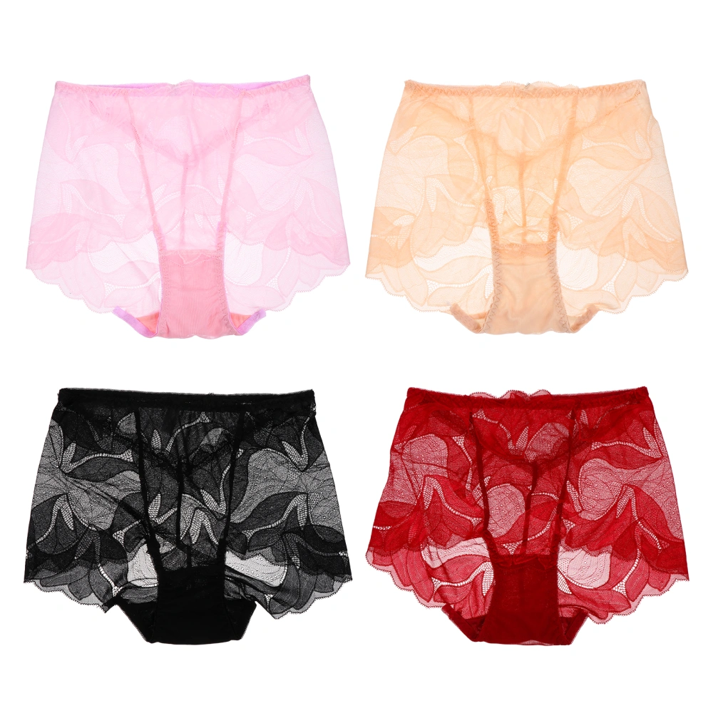 4Pcs Women Sexy Lace Briefs Hollow Lady Briefs Cozy Breathable Panties